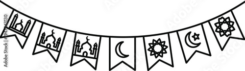 Eid al adha islamic festival celebration decorations and symbols