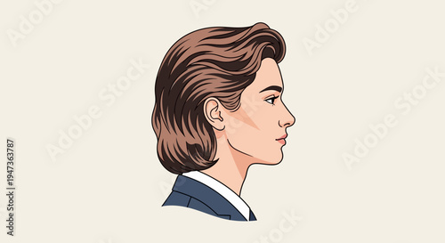 Woman Profile Illustration - Elegant Businesswoman Portrait