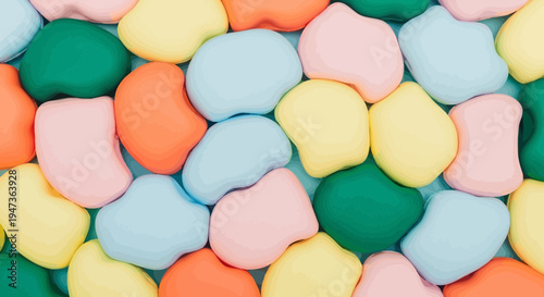 Colorful Abstract Shapes Background, Pastel Candies Pattern