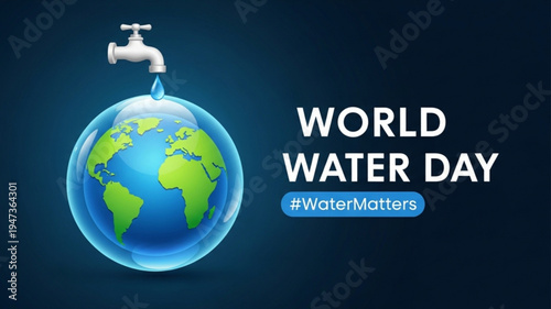 World water day poster earth globe tap of water Vector