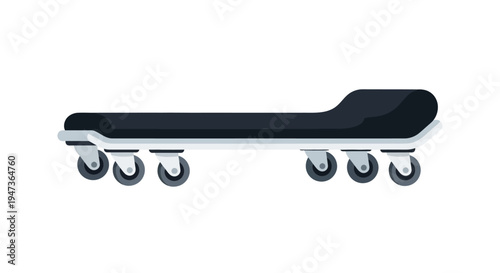 Black skateboard with wheels.