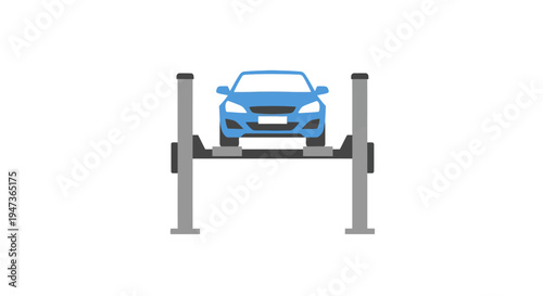 Blue Car on Lift.