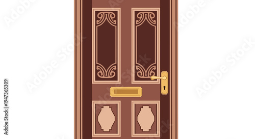 Brown Wooden Front Door.