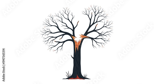 Burning Dead Tree Silhouette.