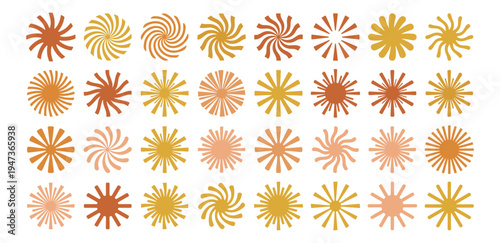 set of abstract sun shapes vector collection of circular sunburst icons decorative design elements on transparent background