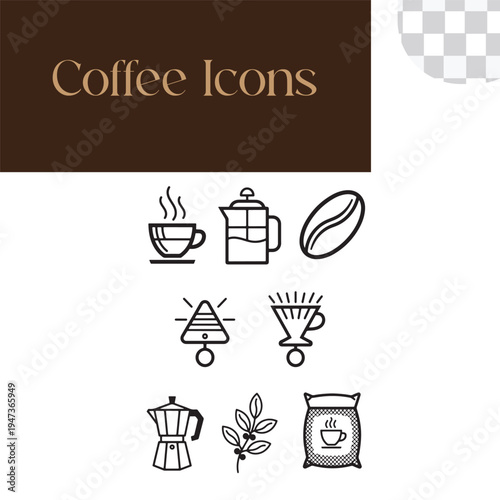 Coffee Icons – Minimal Lineal Black Vector