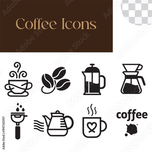 Coffee Icons – Minimal Lineal Black Vector