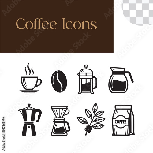 Coffee Icons – Minimal Lineal Black Vector