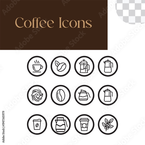 Coffee Icons – Minimal Lineal Black Vector