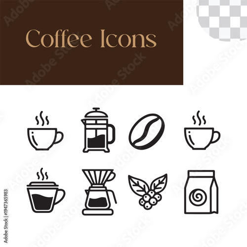 Coffee Icons – Minimal Lineal Black Vector