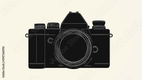 Vintage camera illustration on neutral background