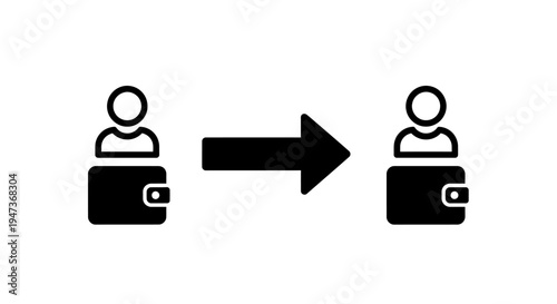Peer-to-Peer Money Transfer Icon with Wallet and Users.