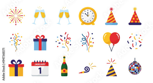Celebration elements party icons set