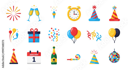 Celebration icons and festive elements