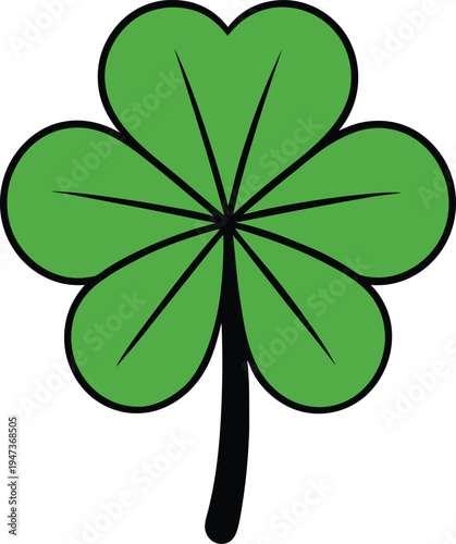 Green four leaf clover symbol with black outline luck vector illustration EPS PNG file