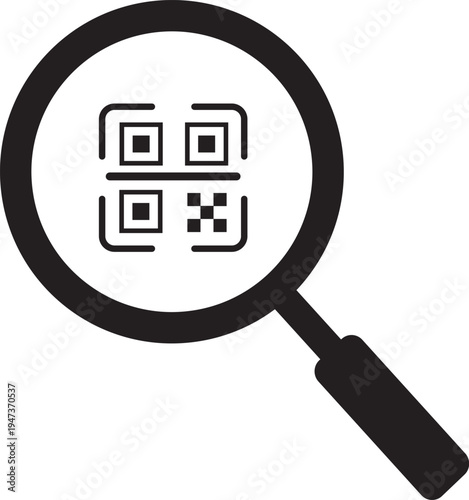 QR Code Scan with Magnifying Glass Illustration