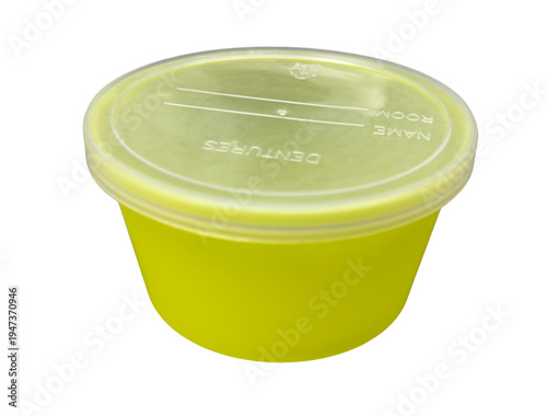 Closed denture storage container isolated on white background