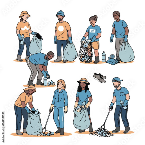 Community volunteers join forces to collect trash and clean a park in a coordinated environmental cleanup effort.