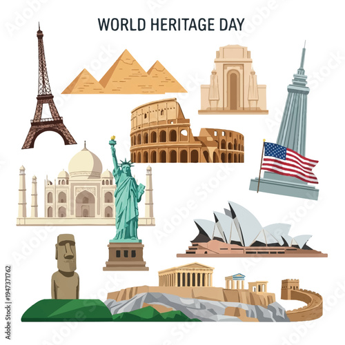 World Heritage Day Collage Featuring Iconic Landmarks from Across the World.
