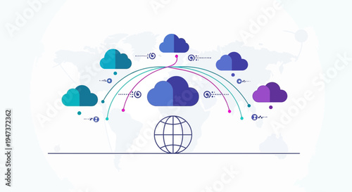 Global Cloud Computing Network with Earth Globe and Connected Data Centers