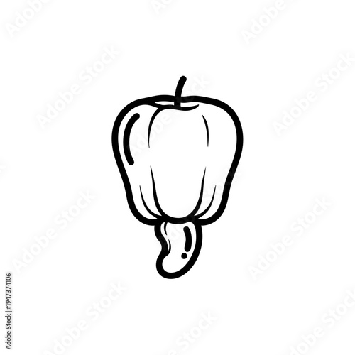 Simple black and white line drawing of a bell pepper