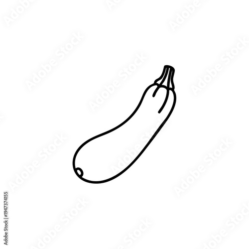 Simple line drawing of a single elongated zucchini vegetable