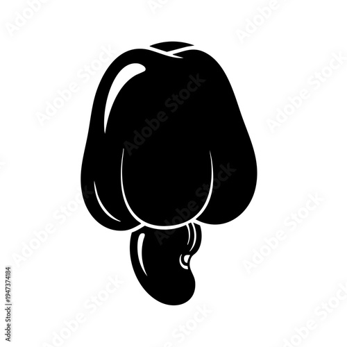 Black silhouette of a cartoonish dog with a curled tail and floppy ears