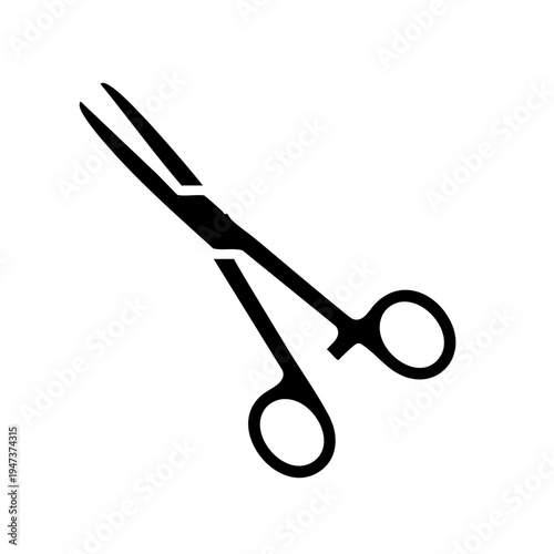Black pair of scissors with open blades and circular handles