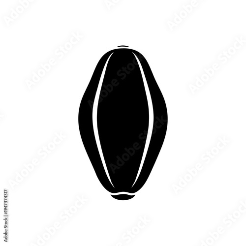 Simple black silhouette of a coffee bean with smooth contours
