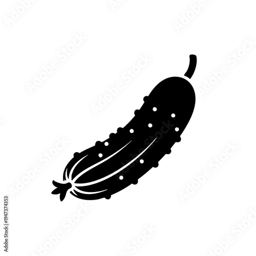 A stylized black and white illustration of a single cucumber with a star shape