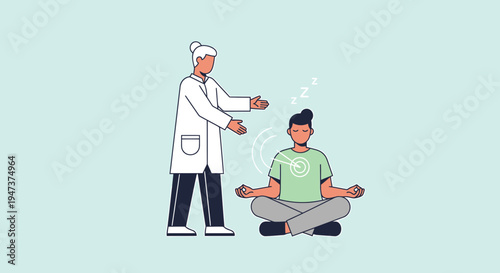 Therapist guiding patient in meditation for mental health and relaxation