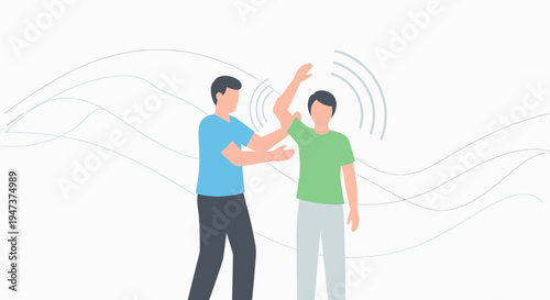 Two men practicing martial arts, self-defense training, physical activity, and teamwork