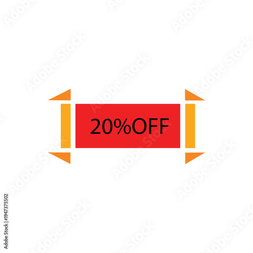 Free Download Red rectangle with 20 percent off text surrounded by orange arrows discount offer sale - GFXLoad