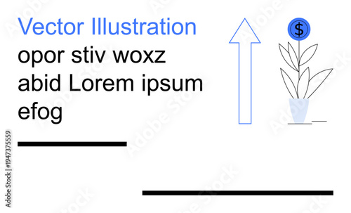 Business development, investment, profit, economic growth, finance, and savings. A plant in a pot with a dollar symbol and an arrow pointing up. Business development and investment concept