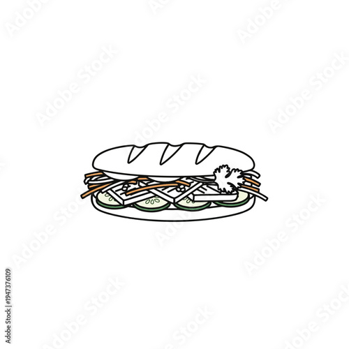 Banh Mi Sandwich Illustration