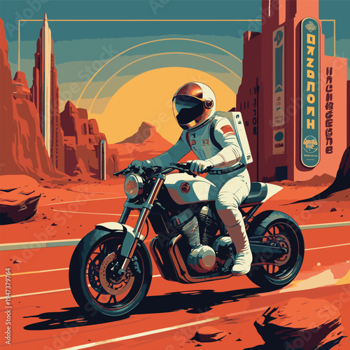 Cool Astronaut Rides Motorcycle in Space