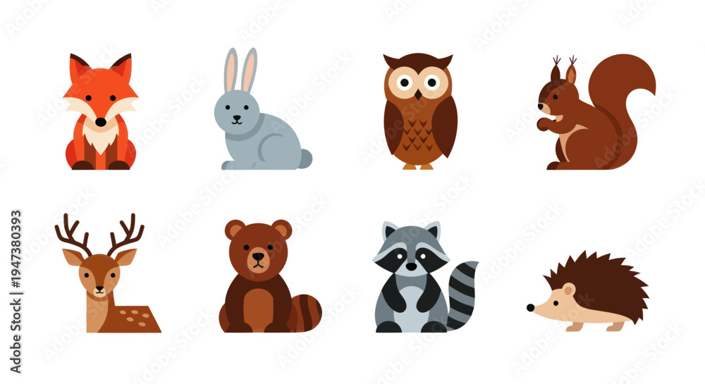 Fototapeta premium Cartoon forest animals illustration