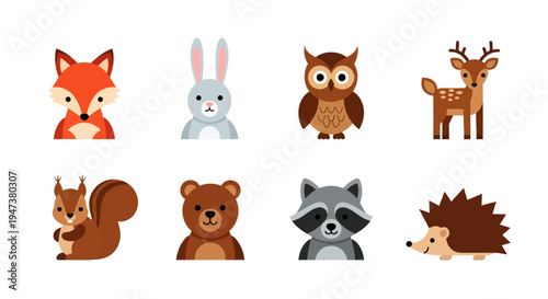 Cartoon forest animals collection illustration