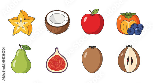 Colorful collection of fresh fruit illustrations