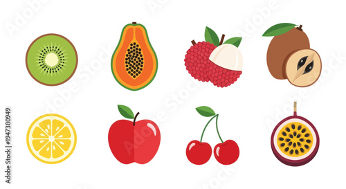 Colorful fruit assortment isolated on white