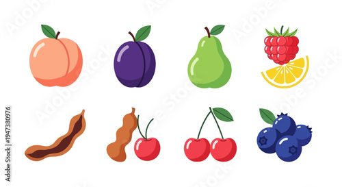 Colorful fruit assortment isolated on white