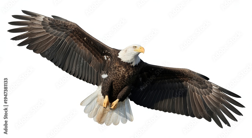 Fototapeta premium Bald eagle with wings spread in flight bird raptor