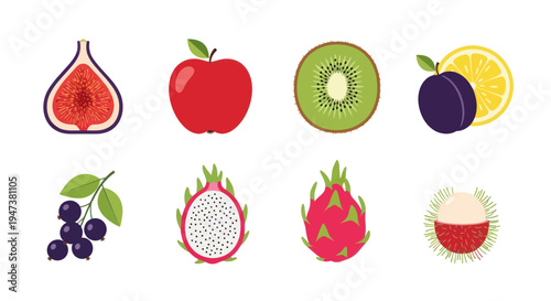 Colorful fruit assortment isolated on white