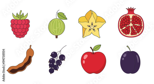 Colorful fruit assortment isolated on white