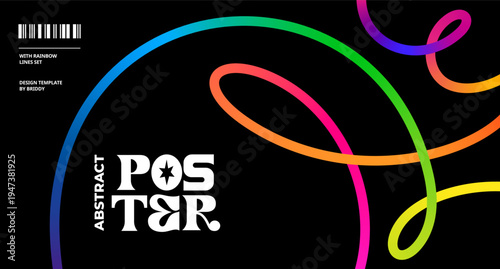 Gradient Color Lines Pattern. Abstract Background with Wave Shapes. Vector Graphic with 3D Curve Rainbow Ribbons.