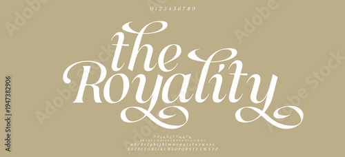 The Royality Elegant font alphabet uppercase lowercase and number. Classic lettering minimal fashion designs. Typography modern serif fonts regular decorative vintage concept. Vector illustration