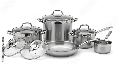 Professional stainless steel cookware set with lids for culinary excellence featuring pots pans and saucepans for versatile kitchen use showcasing a sleek and durable design