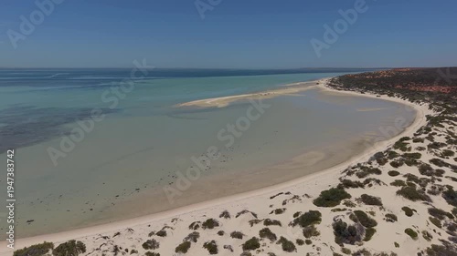 Wallpaper Mural Aerial View of Monkey Mia Dolphin Resort Beach, Jetties and Turquoise Water Along a Quiet Coastal Resort Village, Denham, Francois Peron NP, Shark Bay, Western Australia. Torontodigital.ca