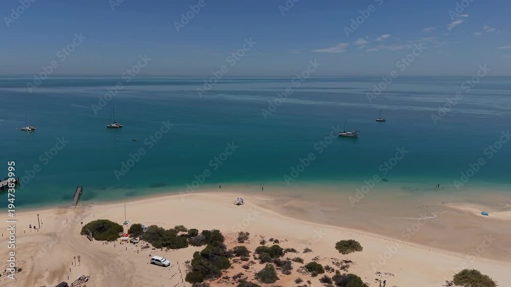 custom made wallpaper toronto digitalAerial View of Monkey Mia Dolphin Resort Beach, Jetties and Turquoise Water Along a Quiet Coastal Resort Village, Denham, Francois Peron NP, Shark Bay, Western Australia.