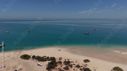 Wallpaper Mural Aerial View of Monkey Mia Dolphin Resort Beach, Jetties and Turquoise Water Along a Quiet Coastal Resort Village, Denham, Francois Peron NP, Shark Bay, Western Australia. Torontodigital.ca